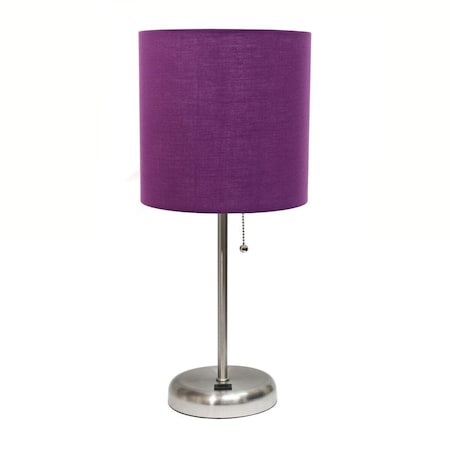 Diamond Sparkle Stick Table Lamp with USB Charging Port & Fabric Shade, Purple DI2519771